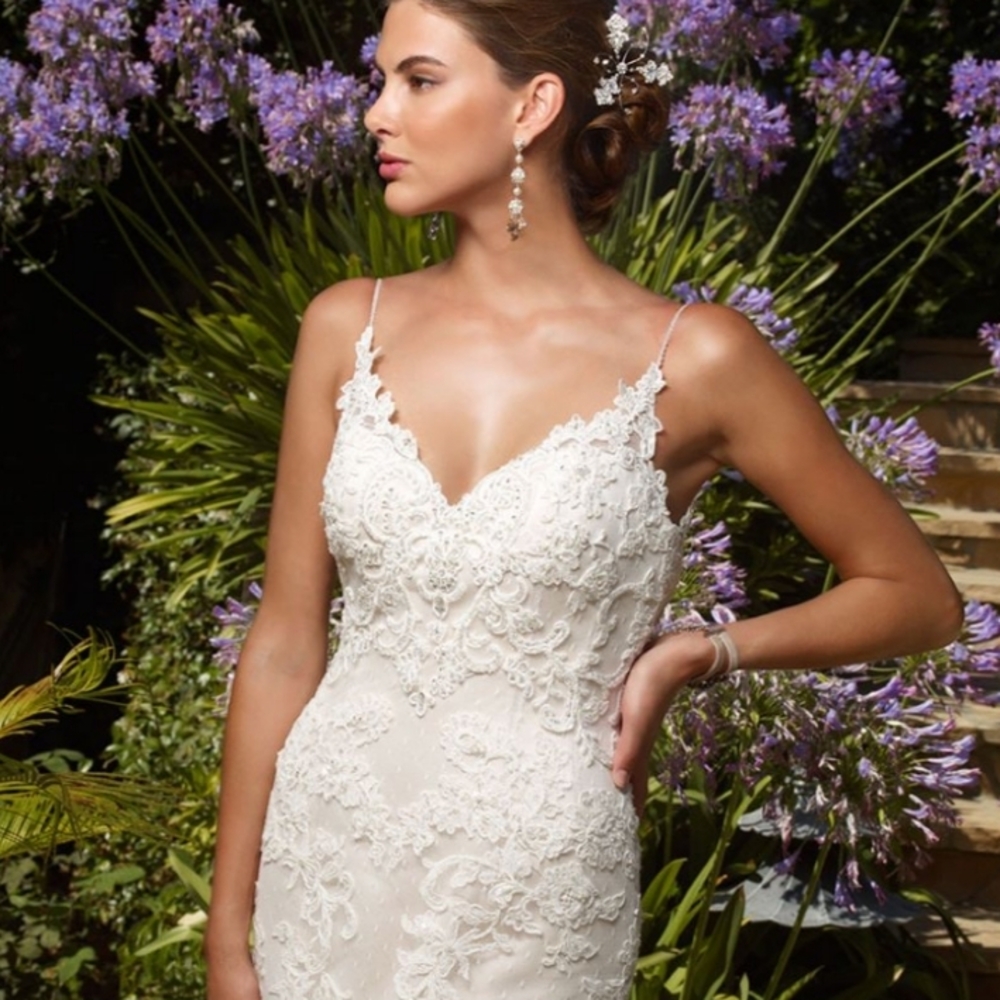 Lace Spaghetti-Strap Wedding Gown in Ivory